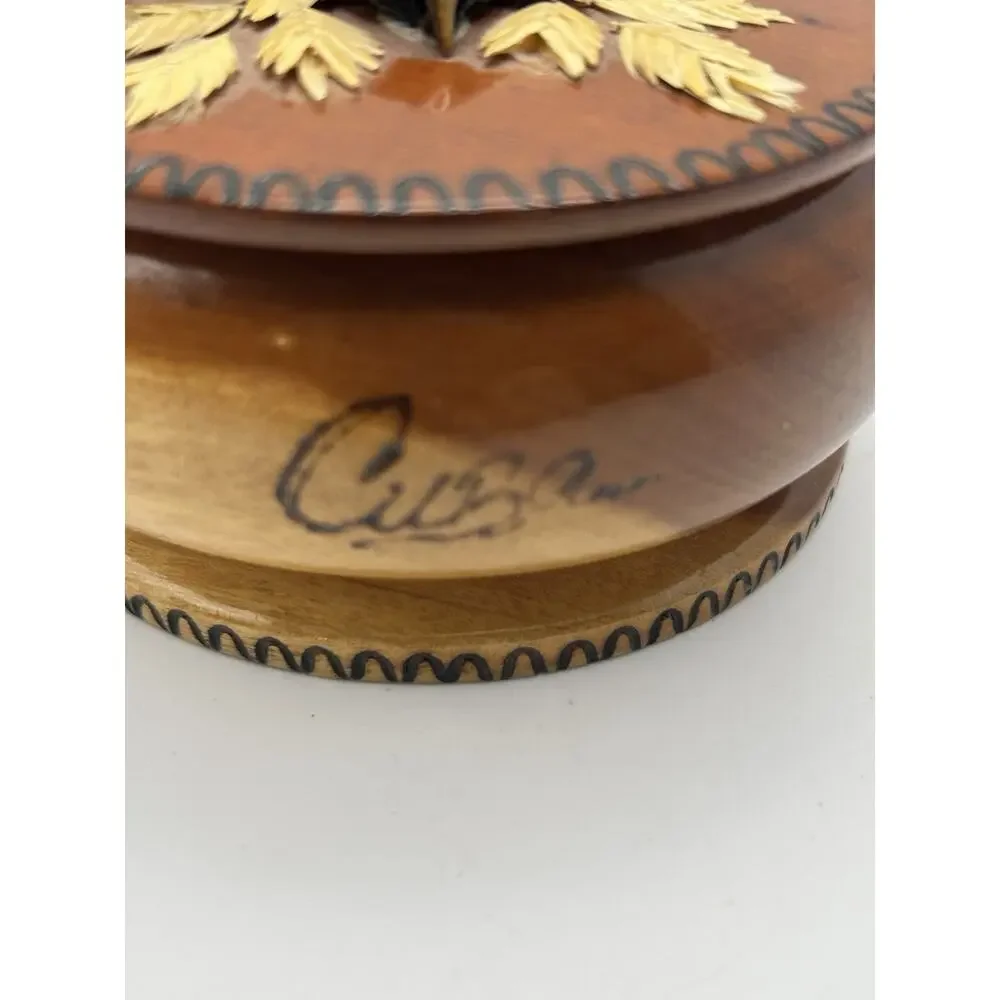 Hand Carved Wooden Bowl Vintage From Cuba